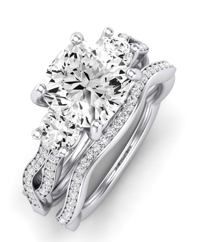 Bottlebrush Lab Diamond Matching Band For Cushion Center(Band Only. Engagement Ring Not Included) - BeverlyDiamonds