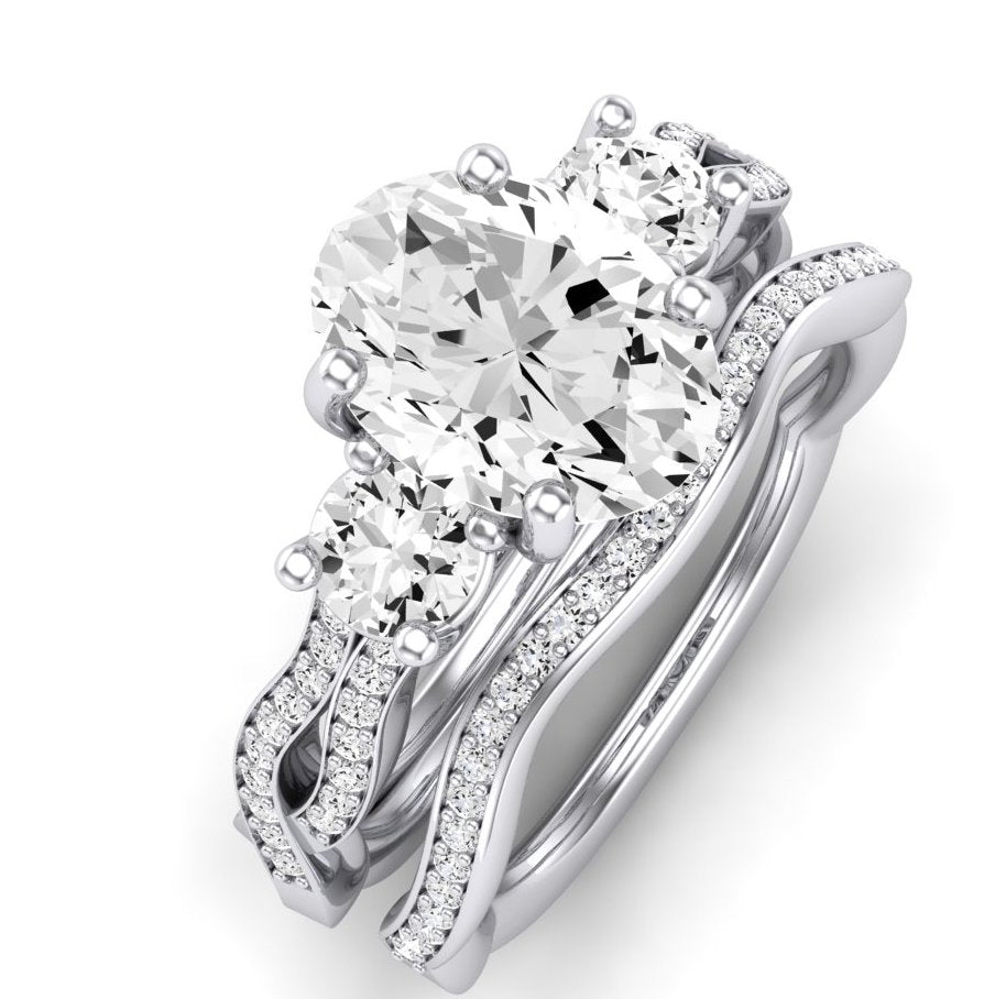 Bottlebrush - Oval Moissanite Bridal Set - BeverlyDiamonds