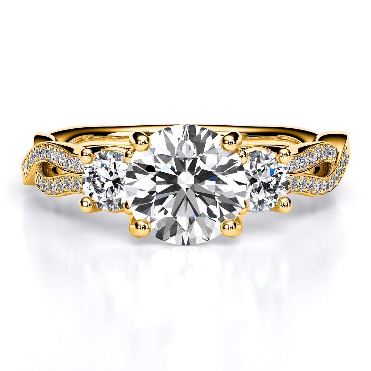 Bottlebrush - Round Diamond Engagement Ring - BeverlyDiamonds