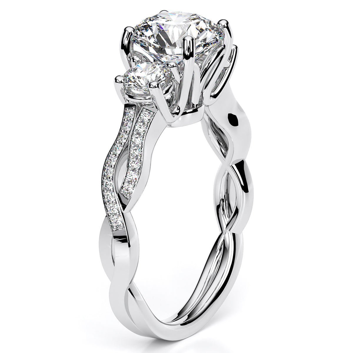 Bottlebrush - Round Diamond Engagement Ring - BeverlyDiamonds