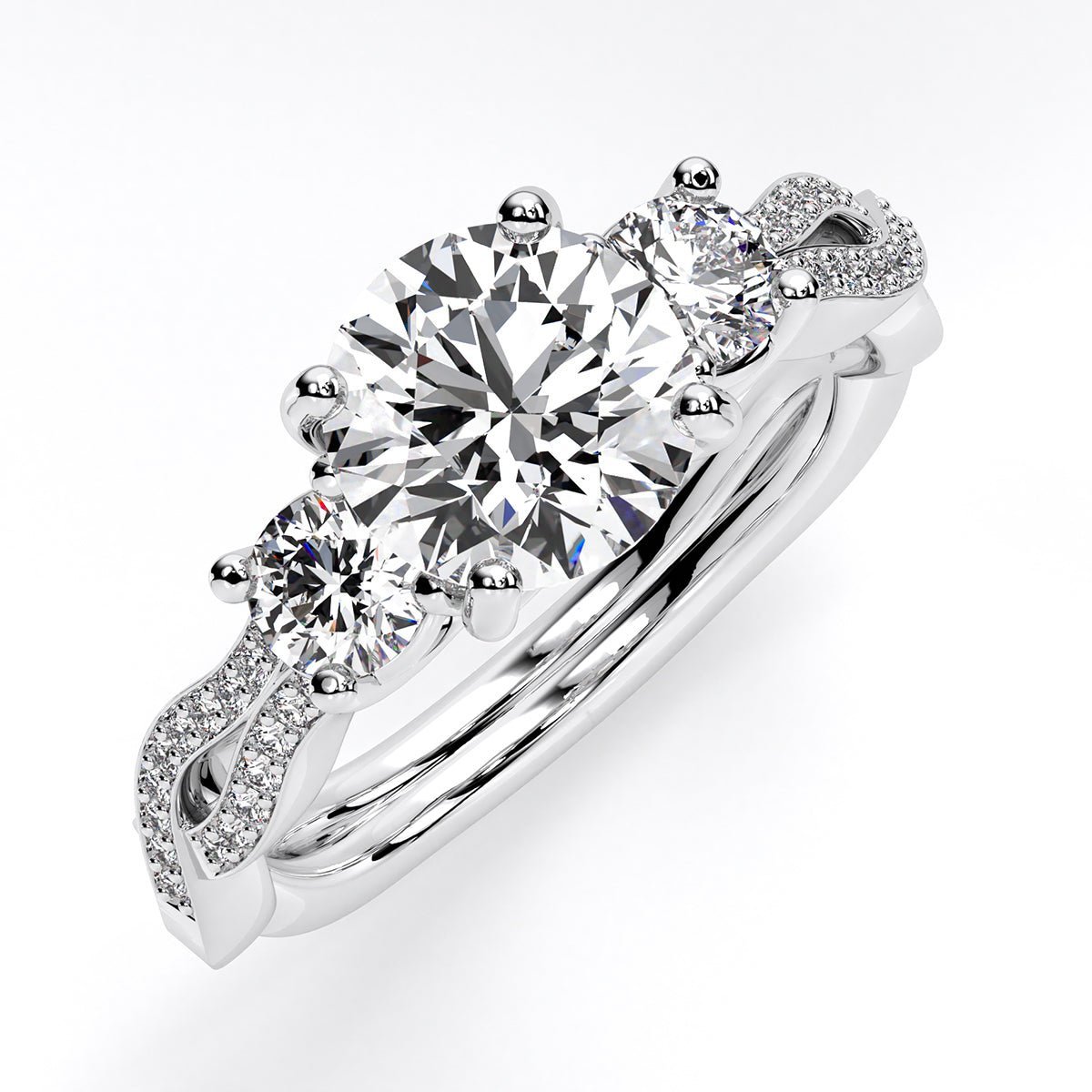 Bottlebrush - Round Diamond Engagement Ring - BeverlyDiamonds
