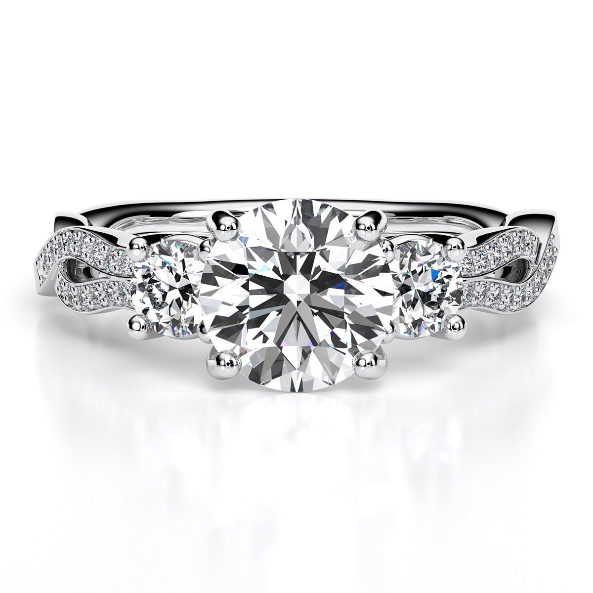 Bottlebrush - Round Diamond Engagement Ring - BeverlyDiamonds