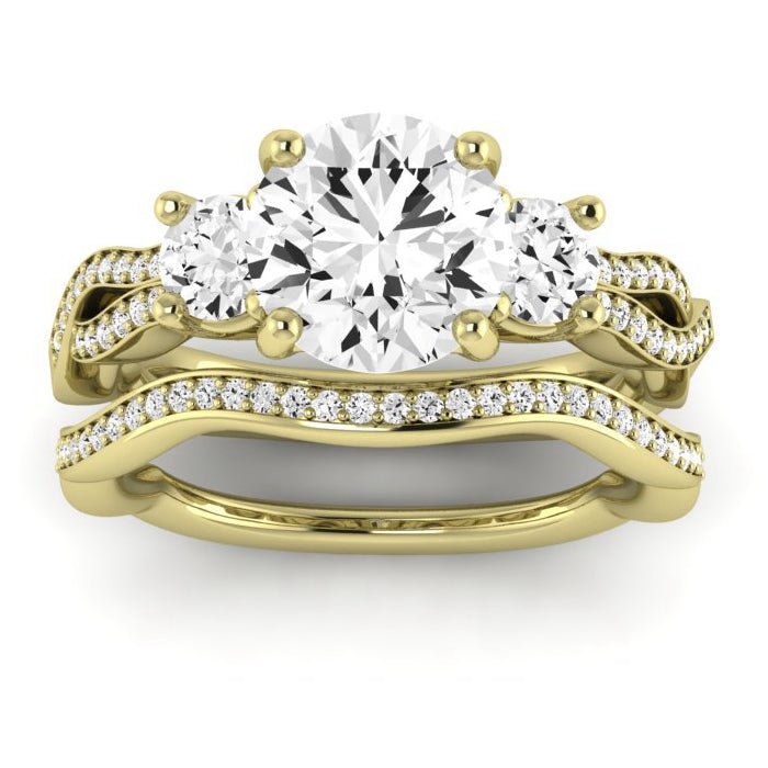 Bottlebrush - Round Moissanite Bridal Set - BeverlyDiamonds