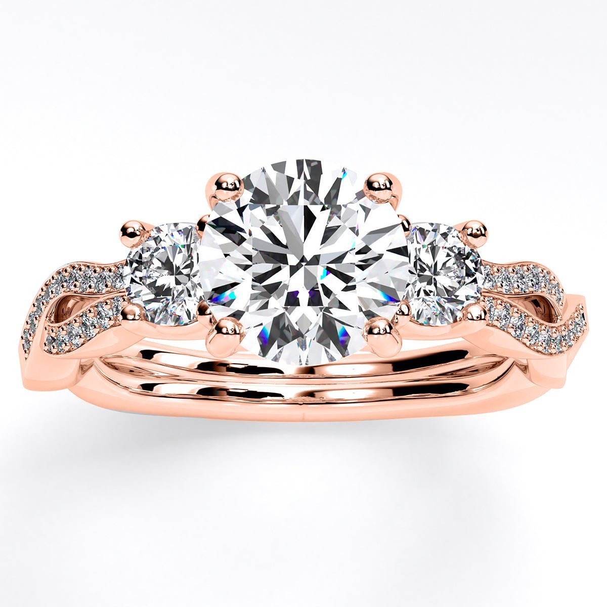 Bottlebrush - Round Moissanite Engagement Ring - BeverlyDiamonds