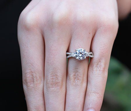 Bottlebrush - Round Moissanite Engagement Ring - BeverlyDiamonds