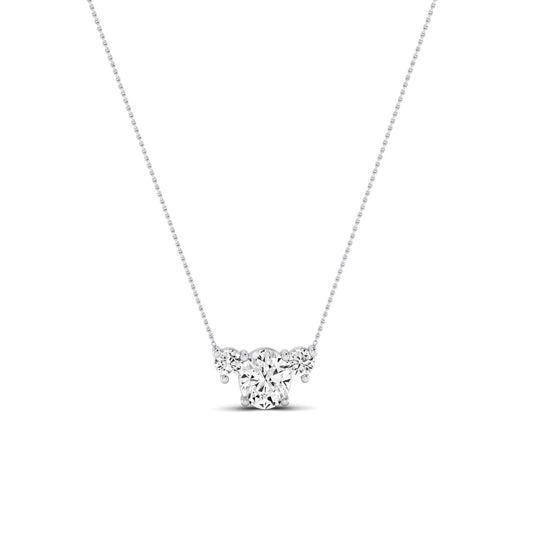 Spirea Oval Cut Moissanite Accented Necklace whitegold