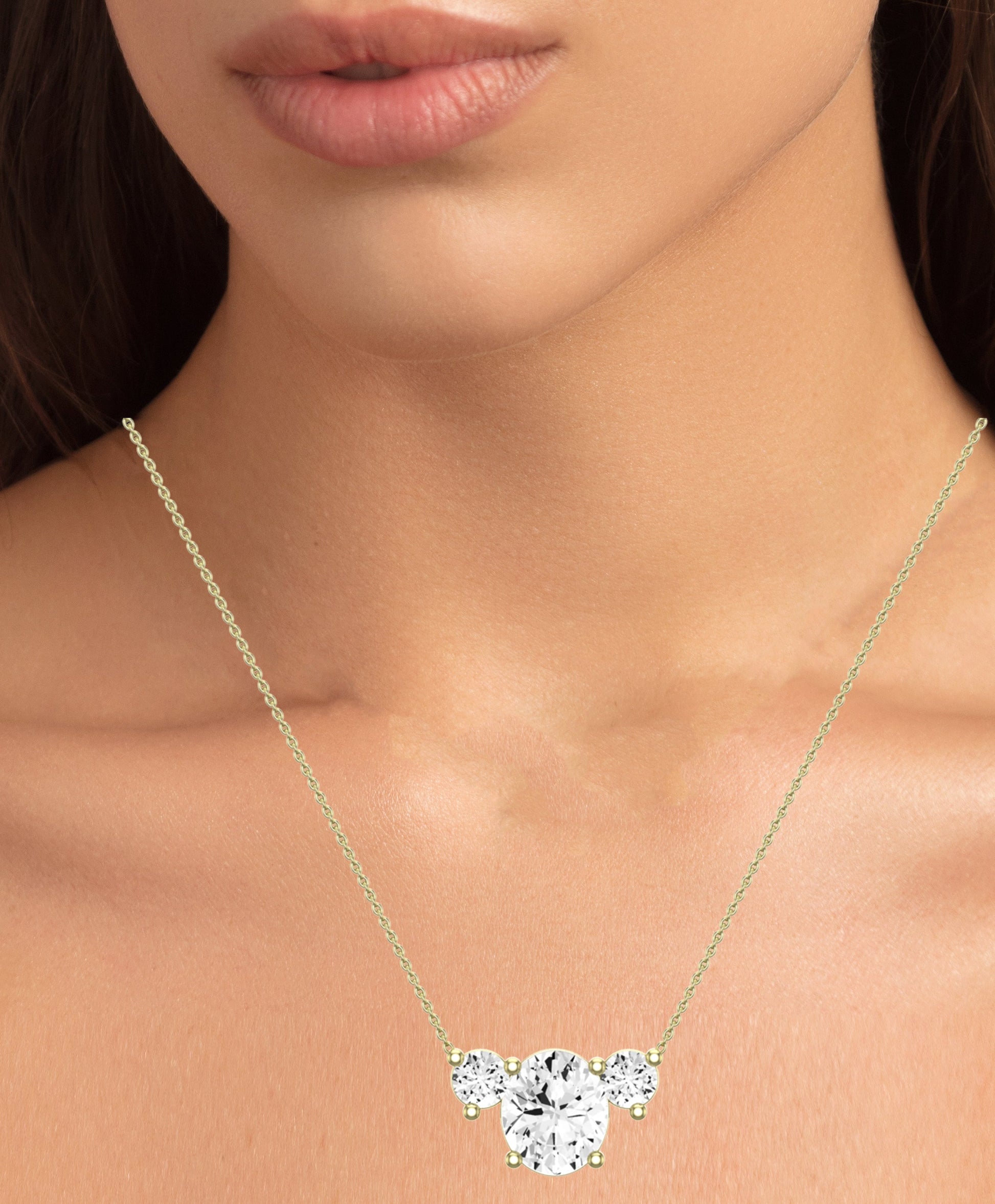 Spirea Oval Cut Moissanite Accented Necklace yellowgold