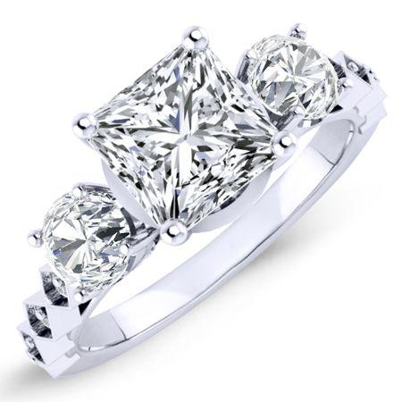 Calix Diamond Matching Band Only (engagement Ring Not Included) For Ring With Princess Center whitegold