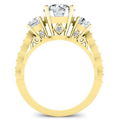 Calix Diamond Matching Band Only (engagement Ring Not Included) For Ring With Round Center yellowgold