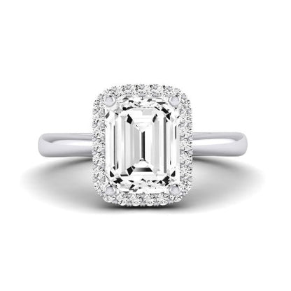 Calla Lily Diamond Matching Band Only (does Not Include Engagement Ring) For Ring With Emerald Center whitegold