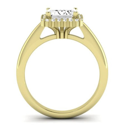 Calla Lily Diamond Matching Band Only (does Not Include Engagement Ring) For Ring With Emerald Center yellowgold