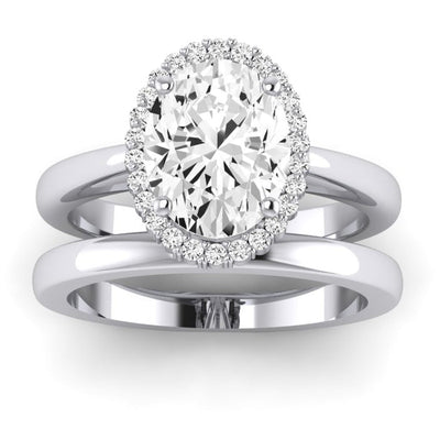 Calla Lily Diamond Matching Band Only (does Not Include Engagement Ring) For Ring With Oval Center whitegold