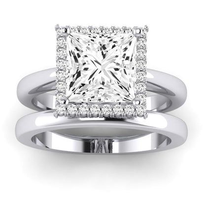 Calla Lily Diamond Matching Band Only (does Not Include Engagement Ring) For Ring With Princess Center whitegold