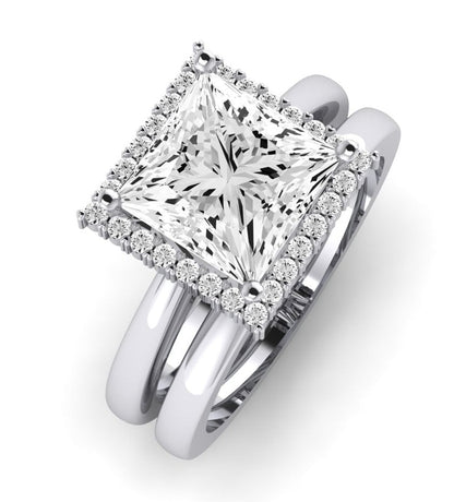 Calla Lily Diamond Matching Band Only (does Not Include Engagement Ring) For Ring With Princess Center whitegold