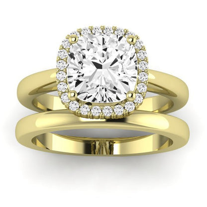 Calla Lily Diamond Matching Band Only (does Not Include Engagement Ring) For Ring With Cushion Center yellowgold