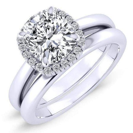 Callalily Cushion Moissanite Bridal Set whitegold