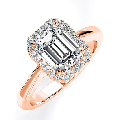 Callalily Emerald Diamond Engagement Ring (Lab Grown Igi Cert) rosegold