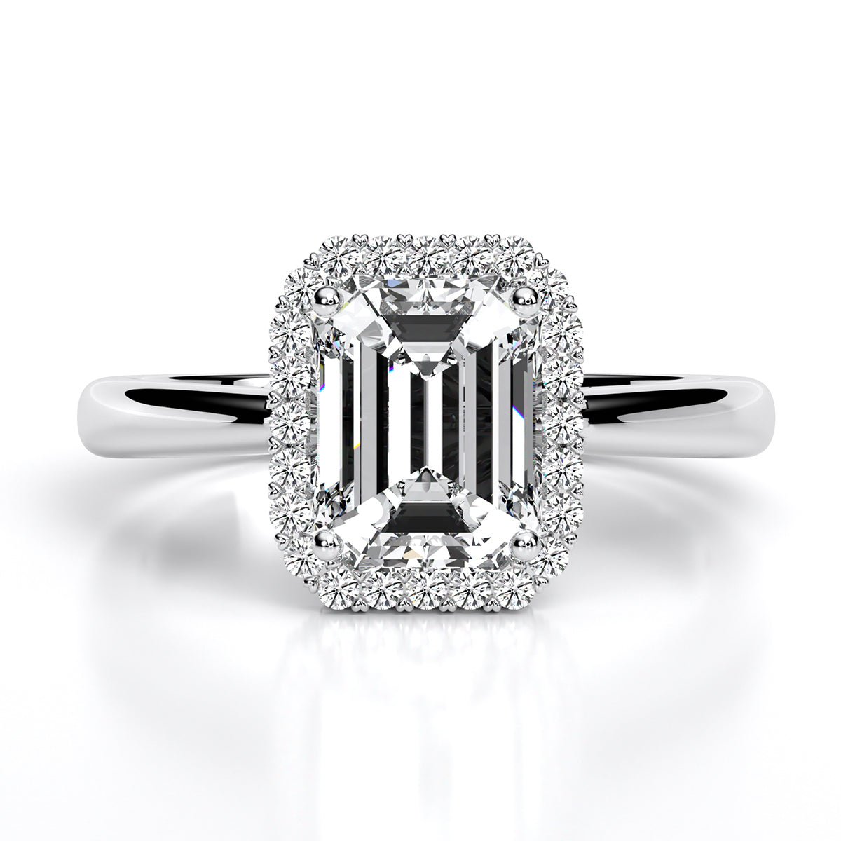 Callalily Emerald Moissanite Engagement Ring whitegold