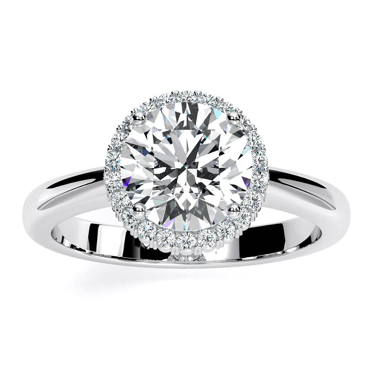 Callalily Round Diamond Engagement Ring (Lab Grown Igi Cert) whitegold