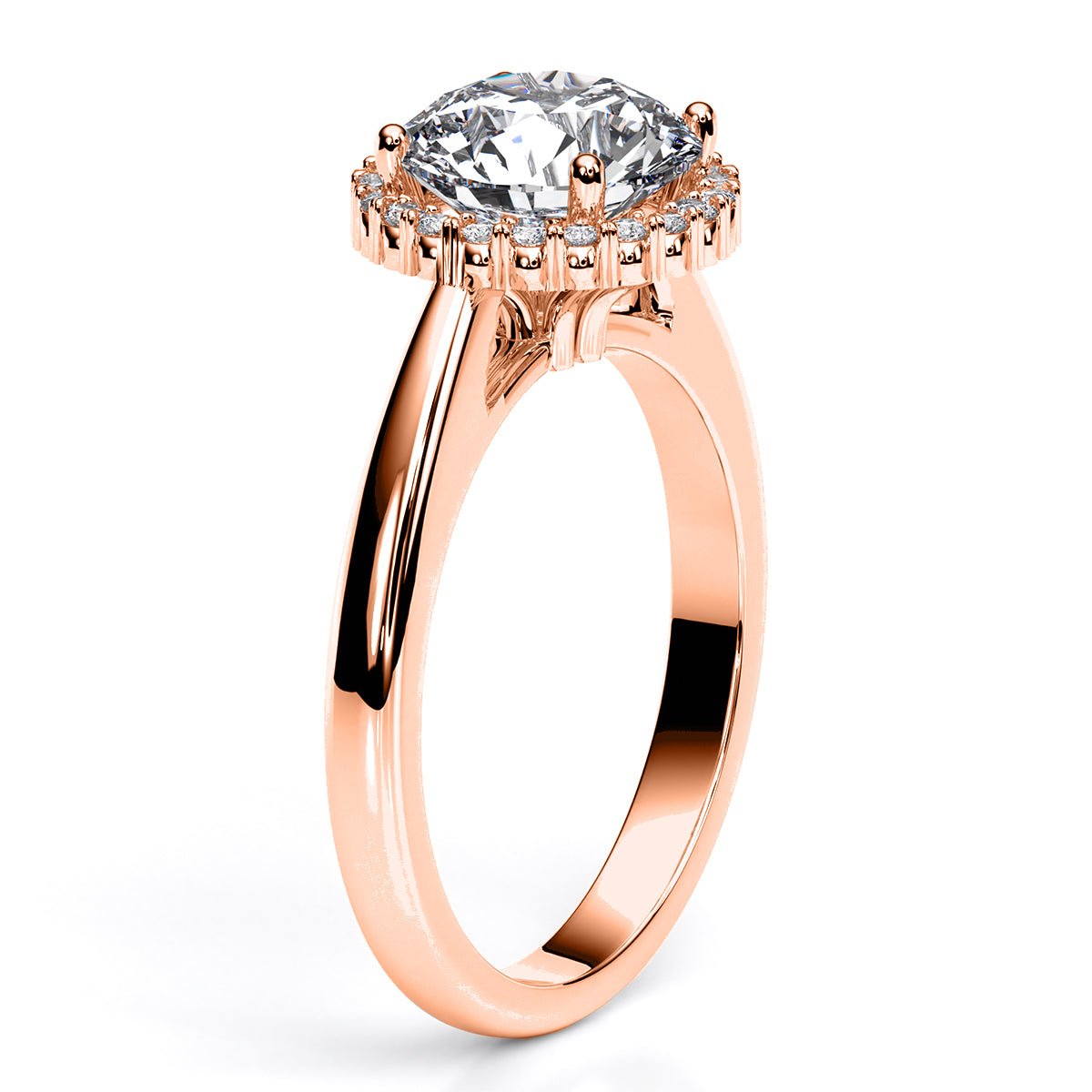 Callalily Round Moissanite Engagement Ring rosegold