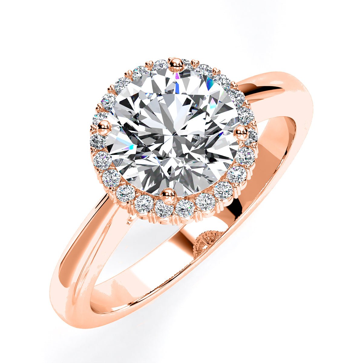 Callalily Round Moissanite Engagement Ring rosegold