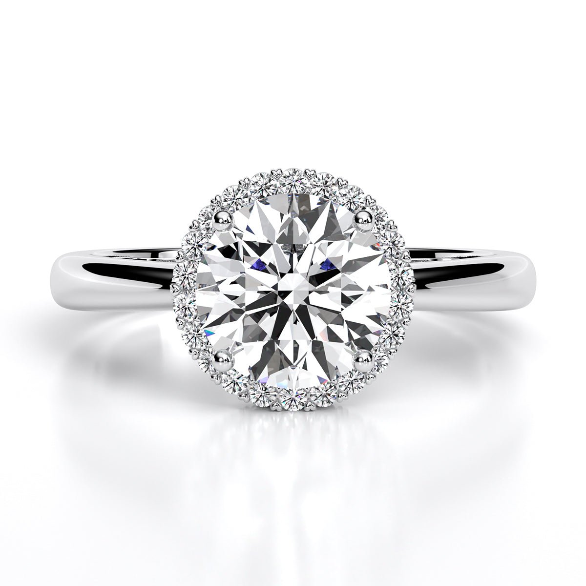 Callalily Round Moissanite Engagement Ring whitegold