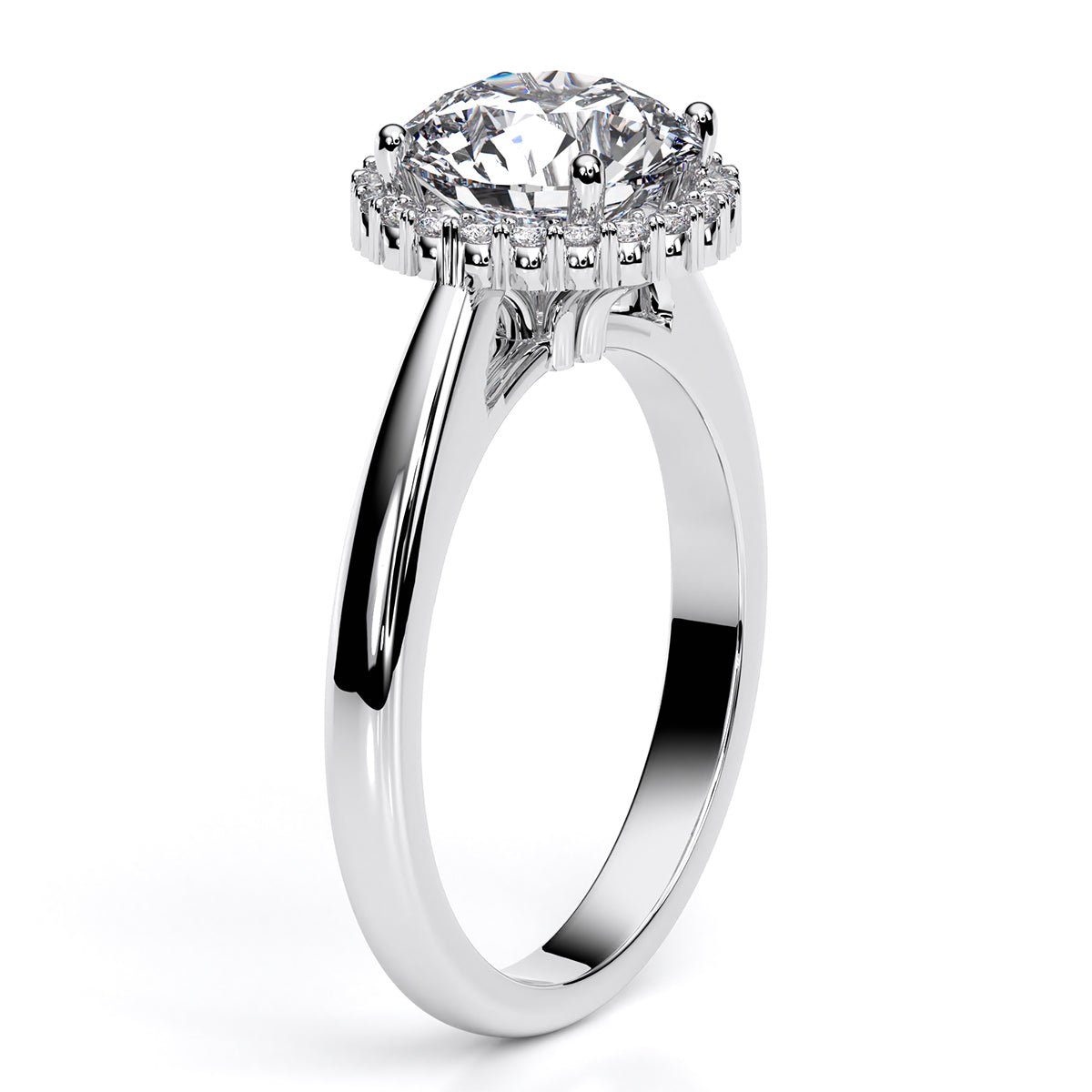 Callalily Round Moissanite Engagement Ring whitegold
