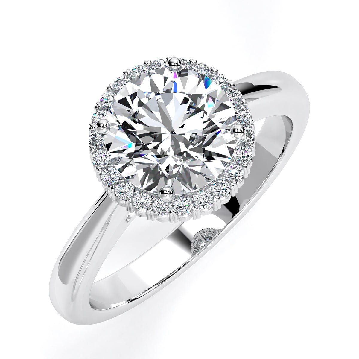 Callalily Round Moissanite Engagement Ring whitegold