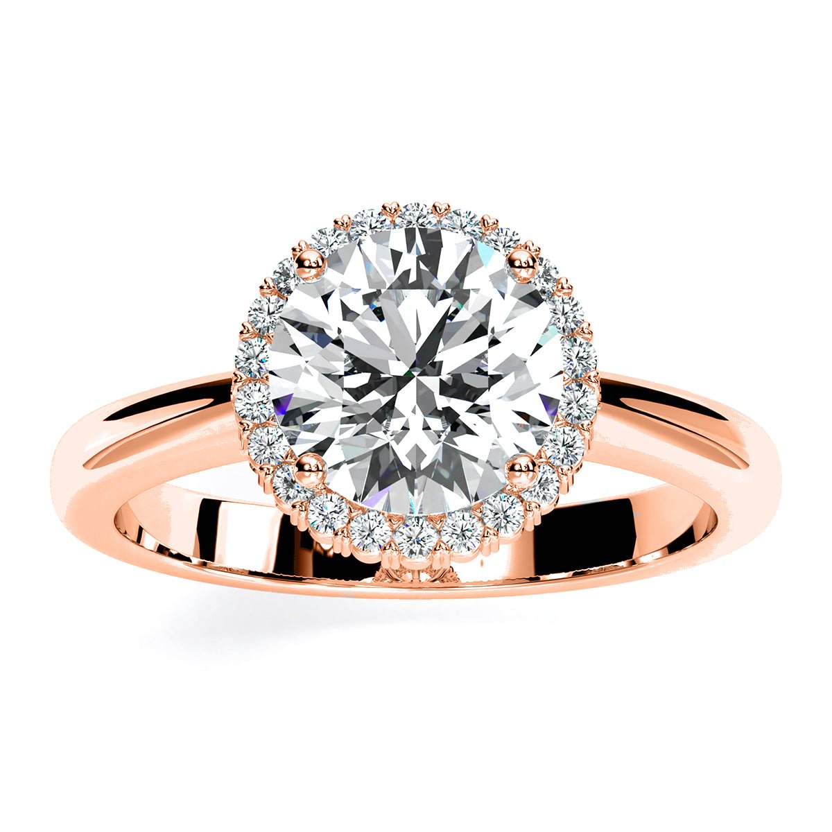 Callalily Round Moissanite Engagement Ring rosegold