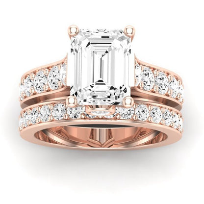 Calluna Emerald Moissanite Bridal Set rosegold
