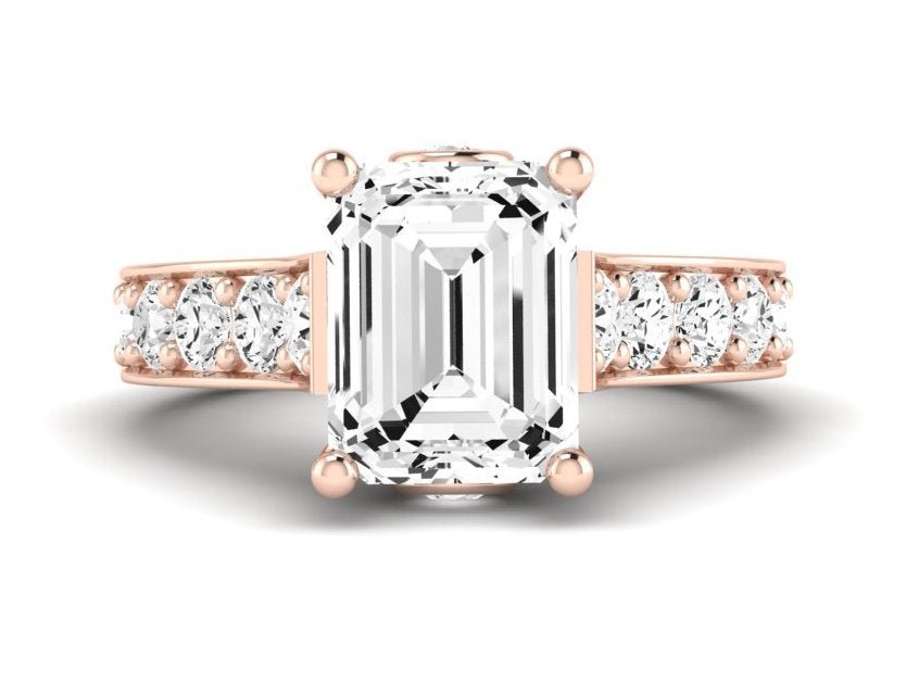 Calluna Emerald Moissanite Engagement Ring rosegold