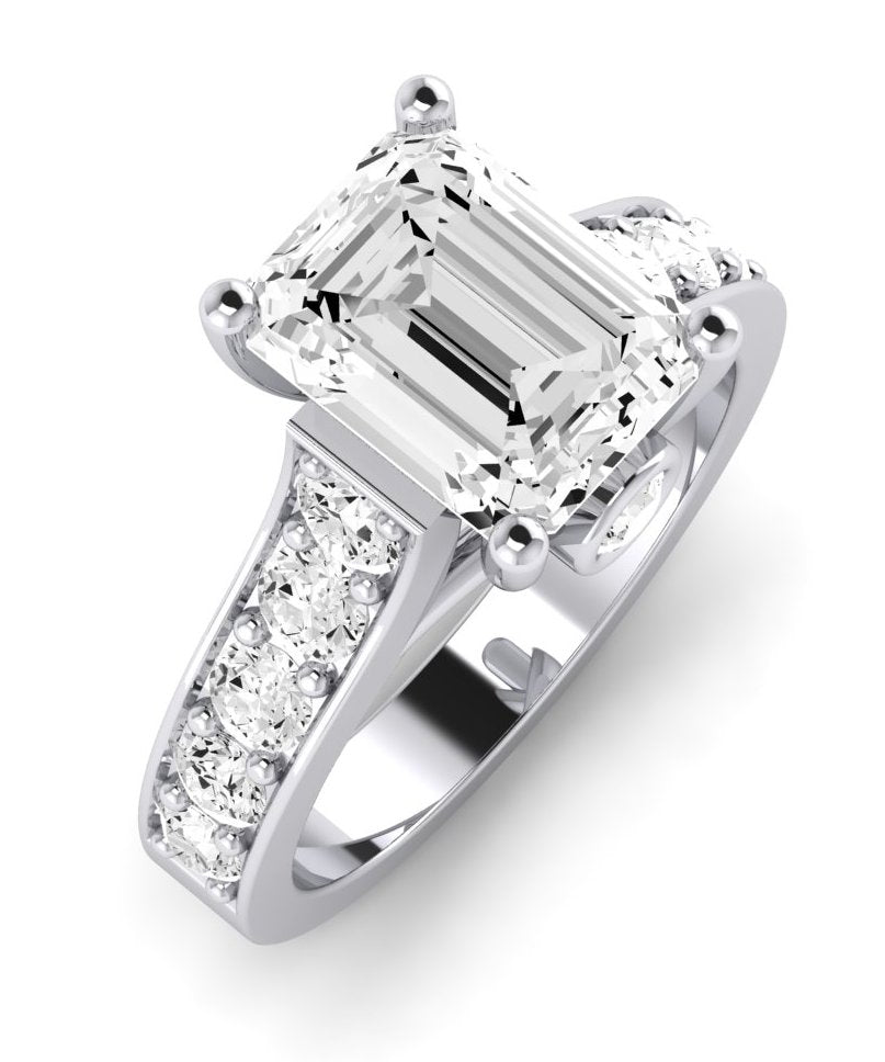 Calluna Emerald Moissanite Engagement Ring whitegold
