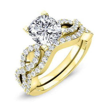 Camellia Diamond Matching Band Only (engagement Ring Not Included) For Ring With Cushion Center yellowgold