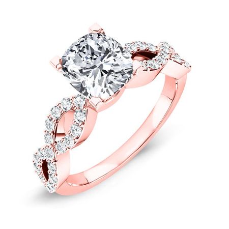 Camellia Diamond Matching Band Only (engagement Ring Not Included) For Ring With Cushion Center rosegold