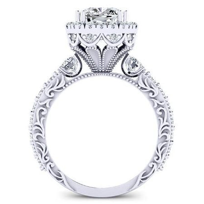Canna Cushion Moissanite Bridal Set whitegold