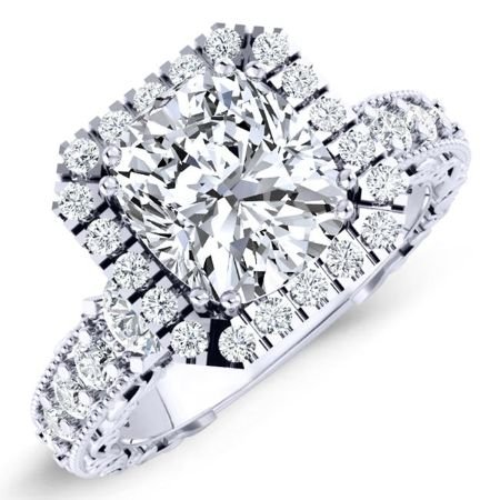 Canna Cushion Moissanite Bridal Set whitegold