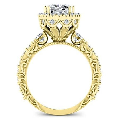 Canna Cushion Moissanite Bridal Set yellowgold