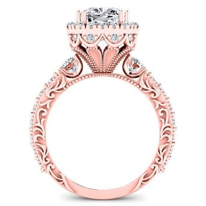 Canna Cushion Moissanite Bridal Set rosegold