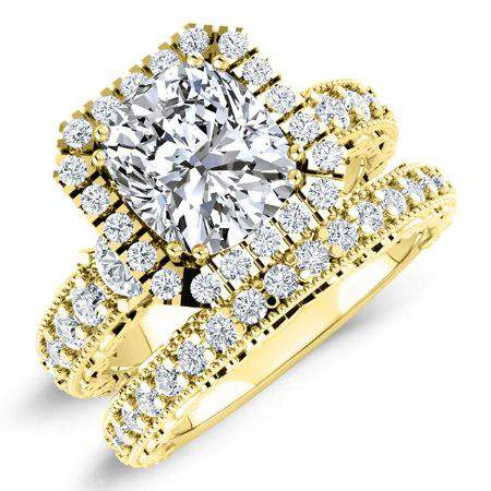 Canna Cushion Moissanite Bridal Set yellowgold