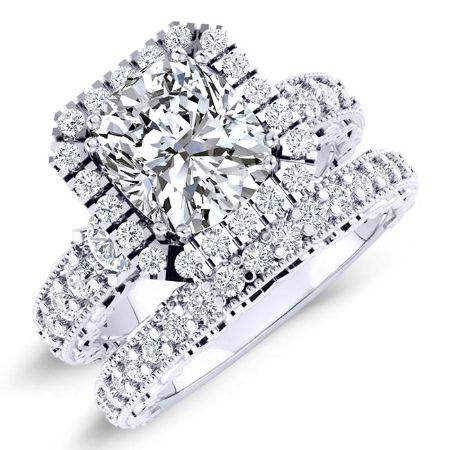Canna Cushion Moissanite Bridal Set whitegold