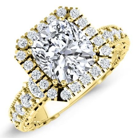 Canna Cushion Moissanite Bridal Set yellowgold