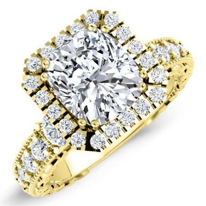 Canna Cushion Moissanite Bridal Set yellowgold
