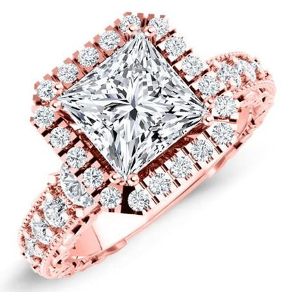 Canna Diamond Matching Band Only (engagement Ring Not Included) For Ring With Princess Center rosegold