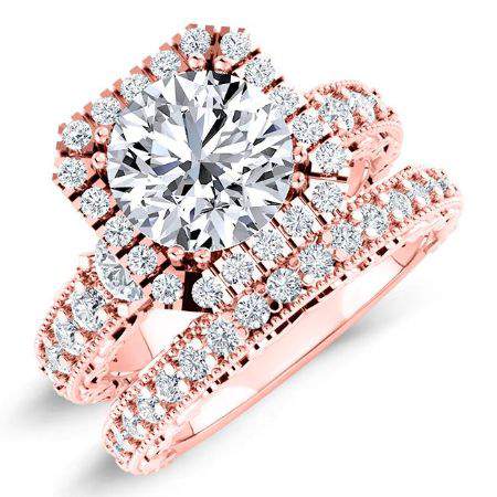 Canna Round Moissanite Bridal Set rosegold