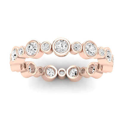 Caradonna Round Cut Moissanite Eternity Band rosegold