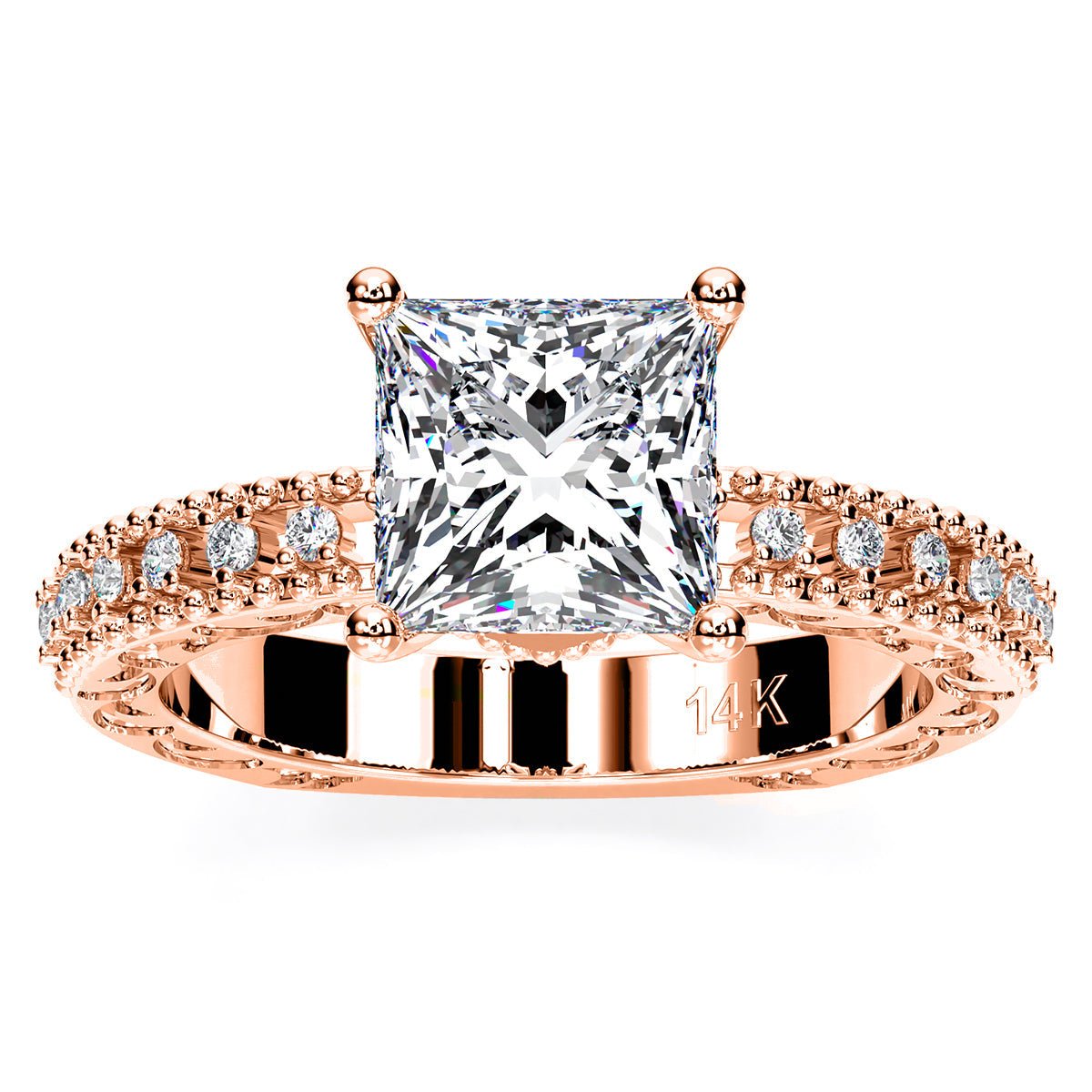 Carmel Princess Diamond Engagement Ring (Lab Grown Igi Cert) rosegold