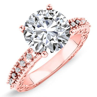 Carmel Diamond Matching Band Only (engagement Ring Not Included) For Ring With Round Center rosegold