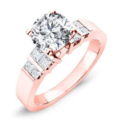Carnation Diamond Matching Band Only (engagement Ring Not Included) For Ring With Round Center rosegold