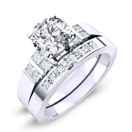 Carnation Round Moissanite Bridal Set whitegold