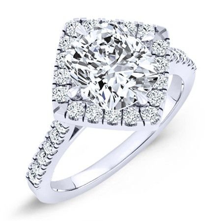 Cattleya Cushion Moissanite Bridal Set whitegold